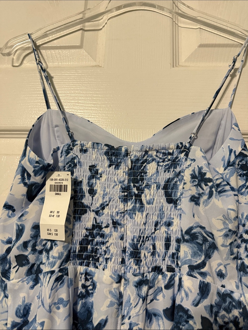 The A&F Camille Midi Dress Blue Floral High Slit Size Small NWT - Picture 6 of 9